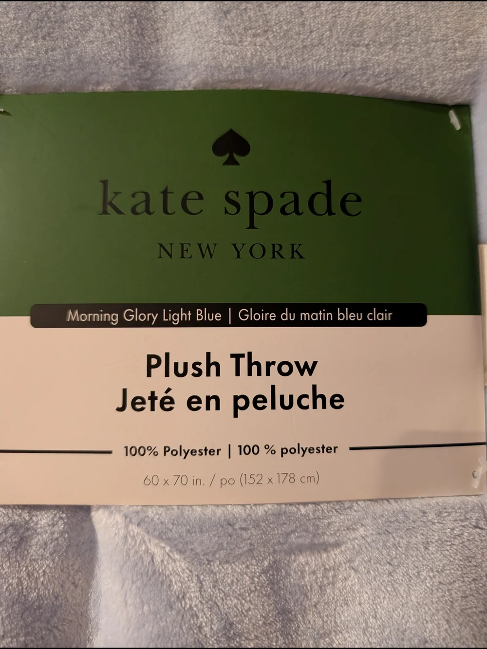 Kate Spade Plush Throw Light Blue